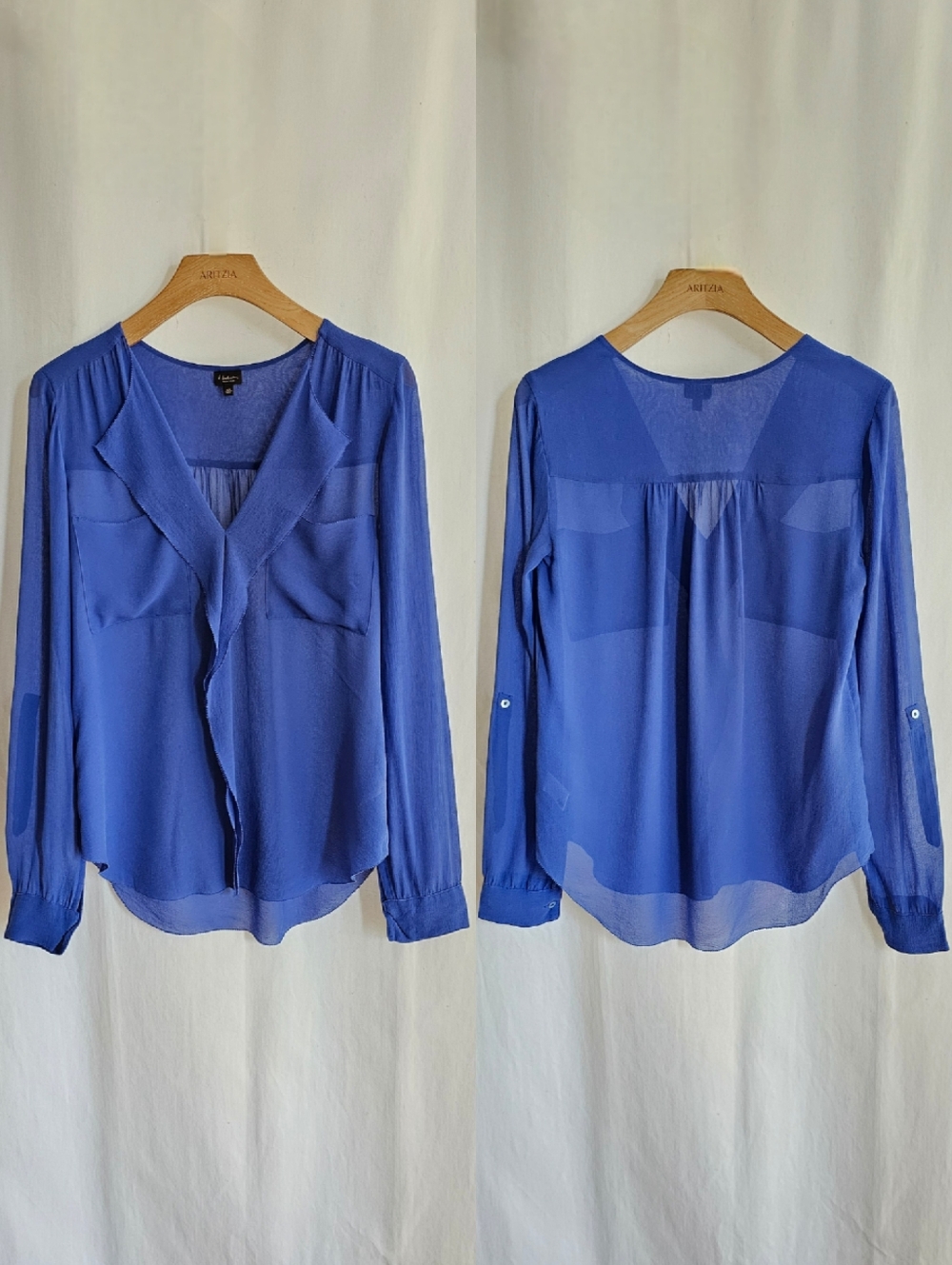 Aritzia Babaton Blue Silk Finley Blouse - Picture 10 of 16